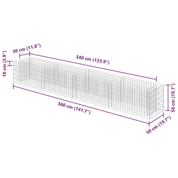 Gabionen-Hochbeet Verzinkter Stahl 360×50×50 cm