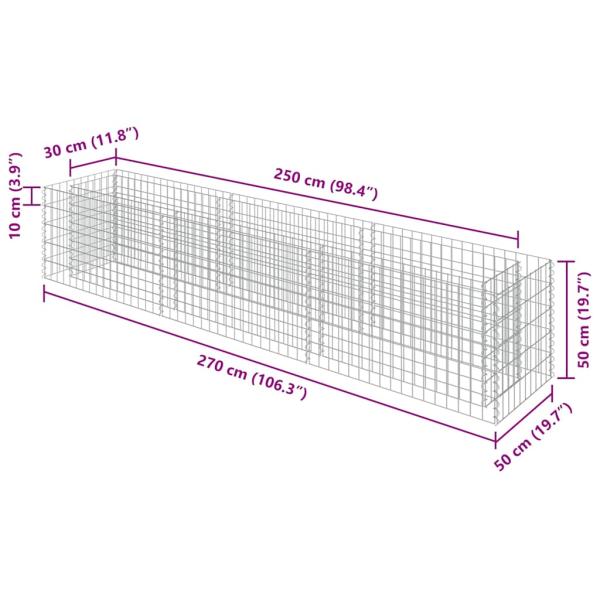 Gabionen-Hochbeet Verzinkter Stahl 270×50×50 cm