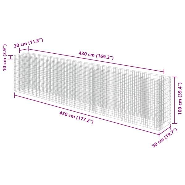 Gabionen-Hochbeet Verzinkter Stahl 450×50×100 cm