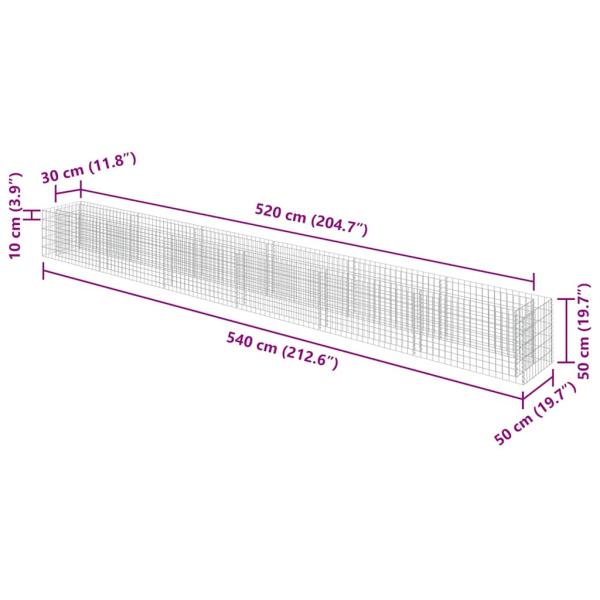  Gabionen-Hochbeet Verzinkter Stahl 540×50×50 cm
