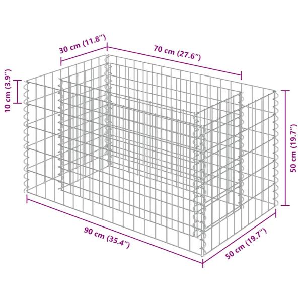 Gabionen-Hochbeet Verzinkter Stahl 90×50×50 cm