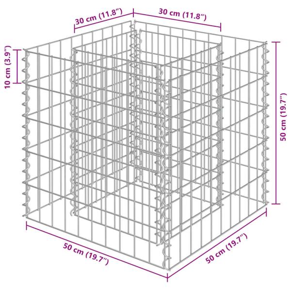  Gabionen-Hochbeet Verzinkter Stahl 50×50×50 cm