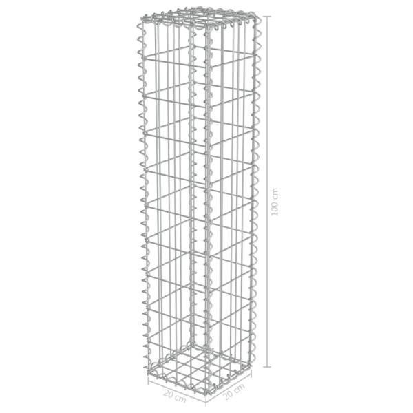 Gabionenwand mit Abdeckung Verzinkter Stahl 20×20×100 cm