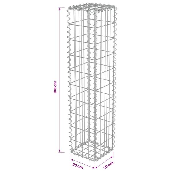 Gabionenwand mit Abdeckung Verzinkter Stahl 20×20×100 cm