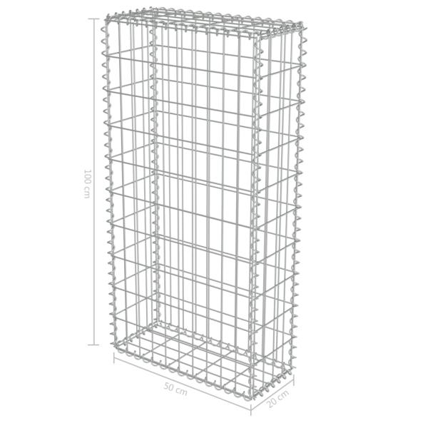 Gabionenwand mit Abdeckung Verzinkter Stahl 50×20×100 cm