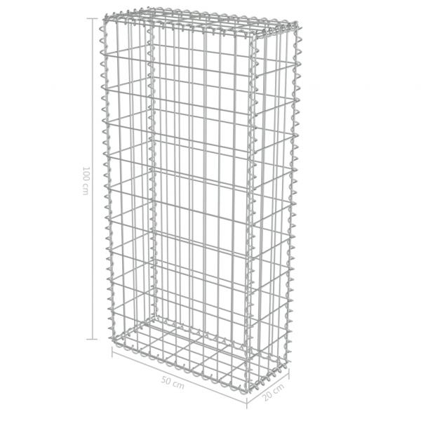 Gabionenwand mit Abdeckung Verzinkter Stahl 50×20×100 cm