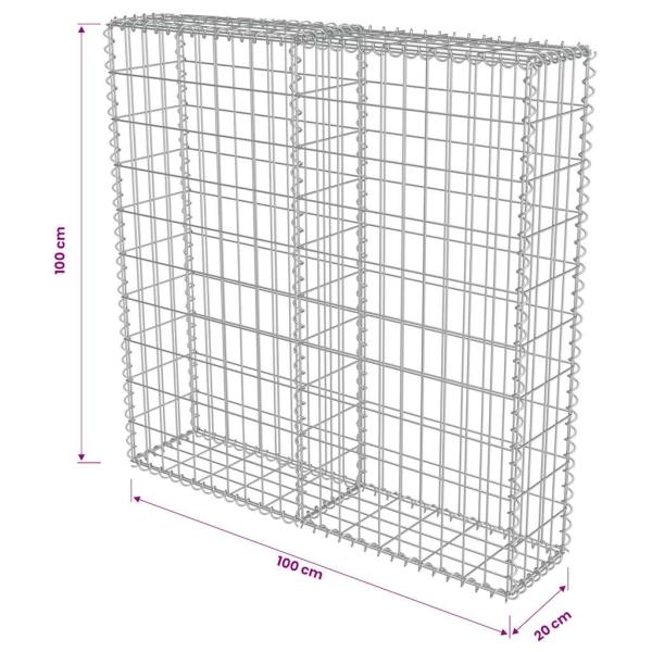 Gabionenwand mit Abdeckung Verzinkter Stahl 100×20×100 cm