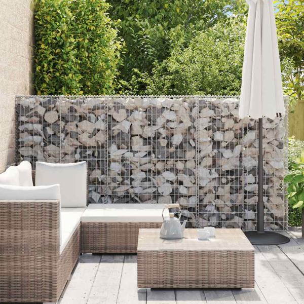 Gabionenwand mit Abdeckung Verzinkter Stahl 100×20×150 cm