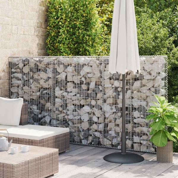 Gabionenwand mit Abdeckung Verzinkter Stahl 100×20×150 cm