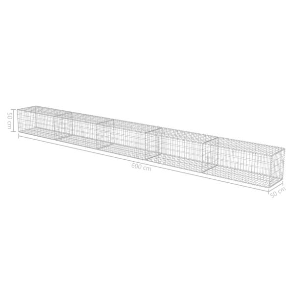 Gabionenwand mit Abdeckung Verzinkter Stahl 600×50×50 cm