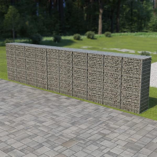 ARDEBO.de - Gabionenwand mit Abdeckung Verzinkter Stahl 600×50×150 cm