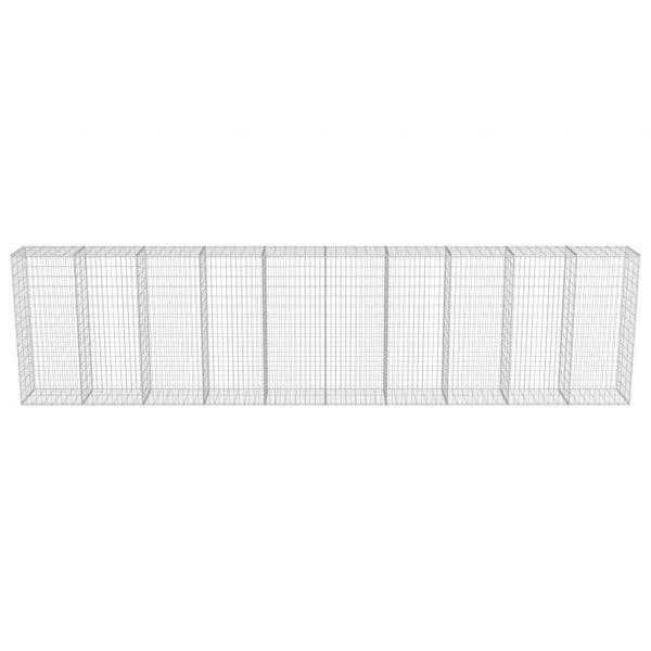 Gabionenwand mit Abdeckung Verzinkter Stahl 600×50×150 cm
