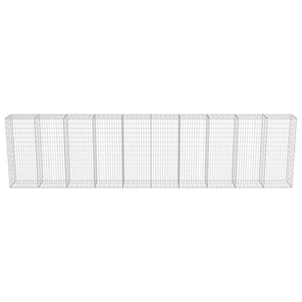 Gabionenwand mit Abdeckung Verzinkter Stahl 600×50×150 cm