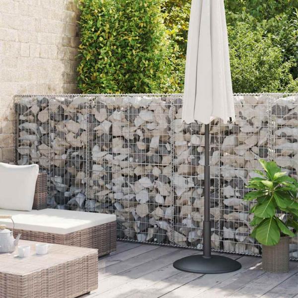 Gabionenwand mit Abdeckung Verzinkter Stahl 600×50×150 cm