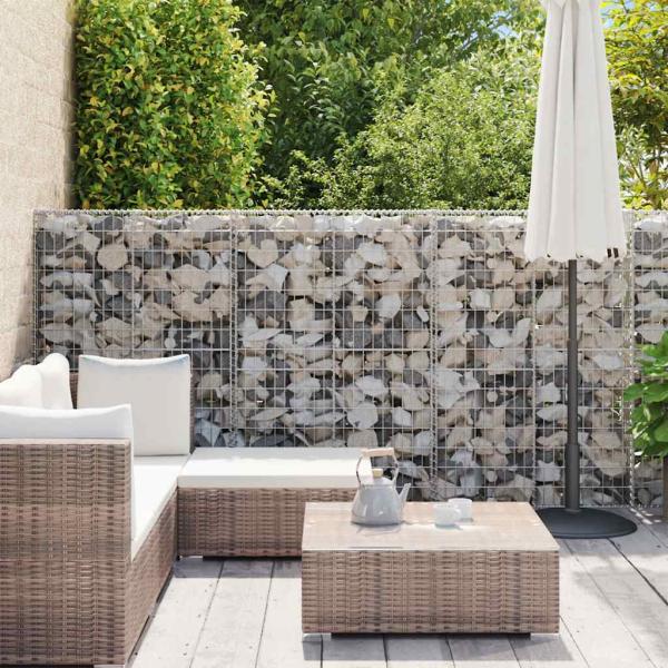 Gabionenwand mit Abdeckung Verzinkter Stahl 900×50×150 cm