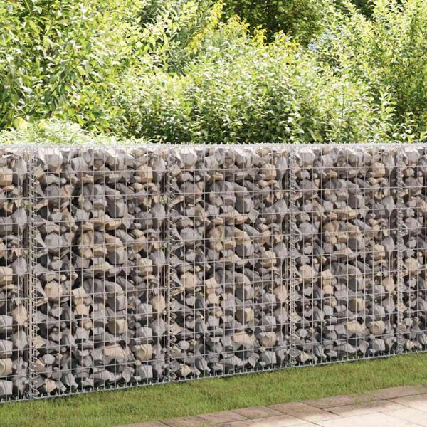 Gabionenwand mit Abdeckung Verzinkter Stahl 300×50×100 cm