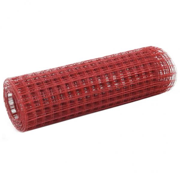 ARDEBO.de - Drahtzaun Stahl mit PVC-Beschichtung 25x0,5 m Rot