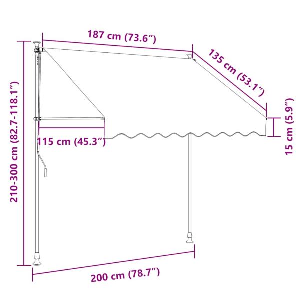 Einziehbare Markise Handbetrieben 200 cm Cremeweiß