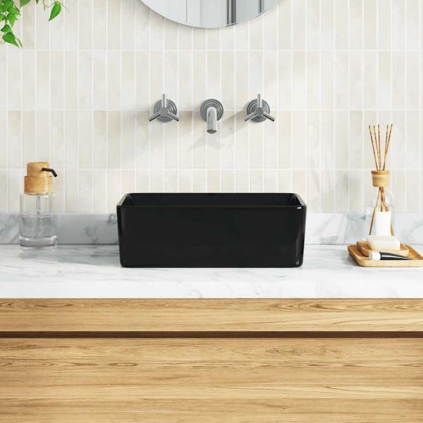 Waschbecken 40 x 30 x 13 cm Keramik Schwarz