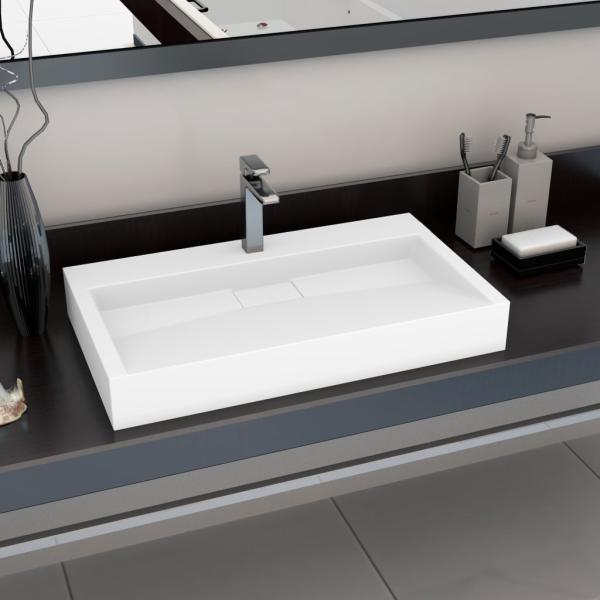Waschbecken 80 x 46 x 11 cm Mineralguss/Marmorguss Weiß