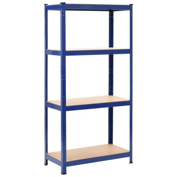 Lagerregale mit 4 Böden 2 Stk. Blau Stahl & Holzwerkstoff