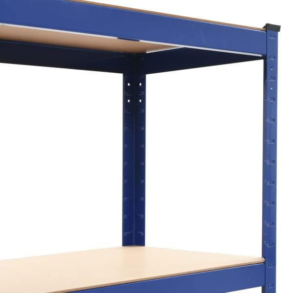 Lagerregale mit 4 Böden 2 Stk. Blau Stahl & Holzwerkstoff