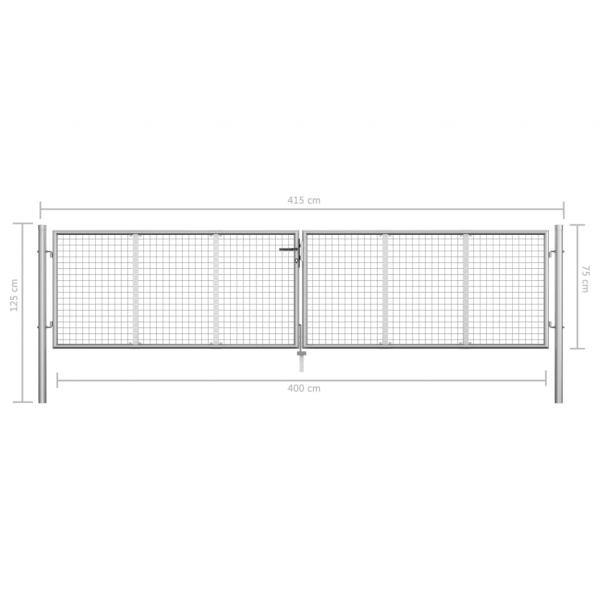 Gartentor Verzinkter Stahl 415 x 125 cm Silbern