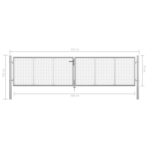 Gartentor Verzinkter Stahl 415 x 125 cm Silbern