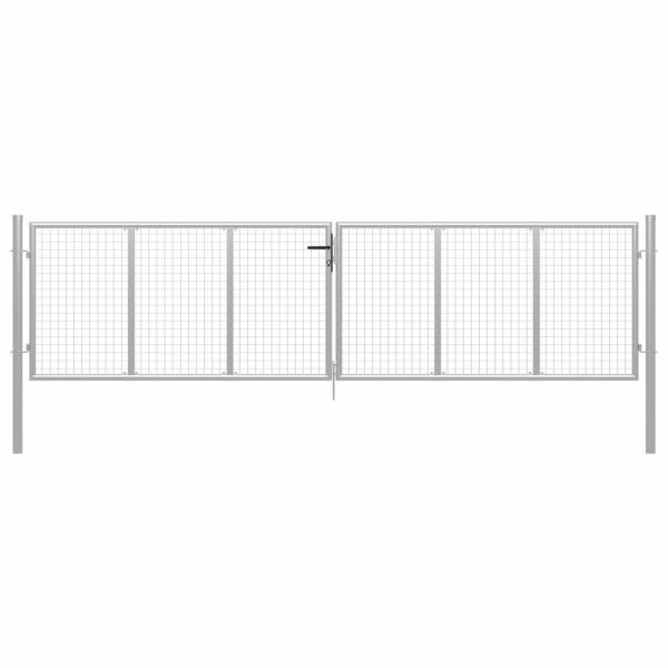 ARDEBO.de - Gartentor Verzinkter Stahl 415 x 150 cm Silbern