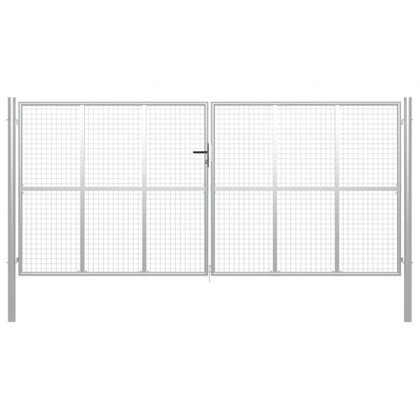 ARDEBO.de - Gartentor Verzinkter Stahl 415 x 250 cm Silbern