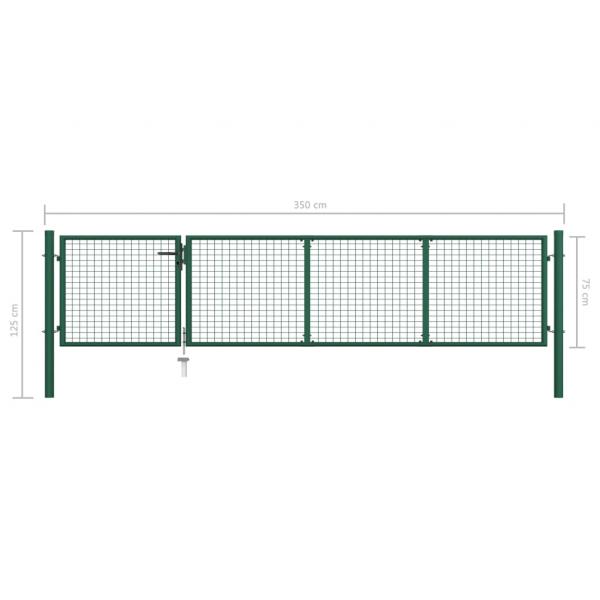 Gartentor Stahl 350 x 75 cm Grün