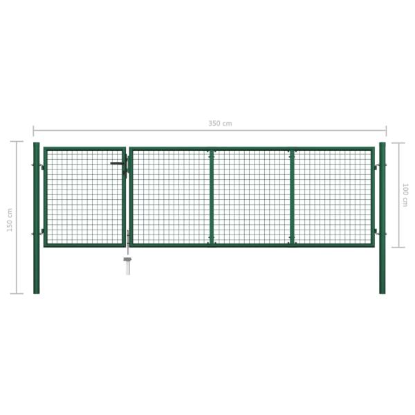 Gartentor Stahl 350 x 100 cm Grün
