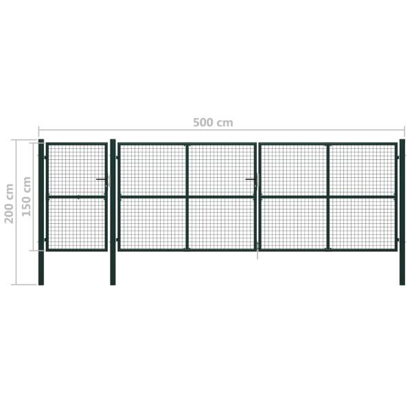 Gartentor Stahl 500×150 cm Grün
