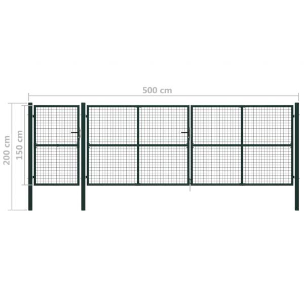 Gartentor Stahl 500×150 cm Grün