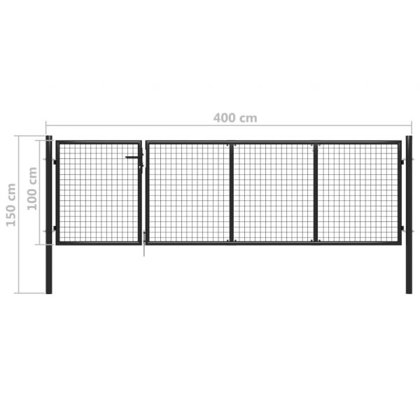 Gartentor Stahl 350 x 100 cm Anthrazit