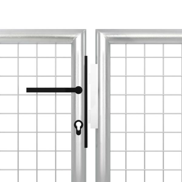 Gartentor Stahl 400 x 100 cm Silbern