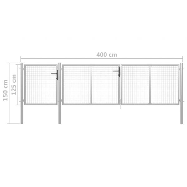 Gartentor Stahl 400 x 100 cm Silbern