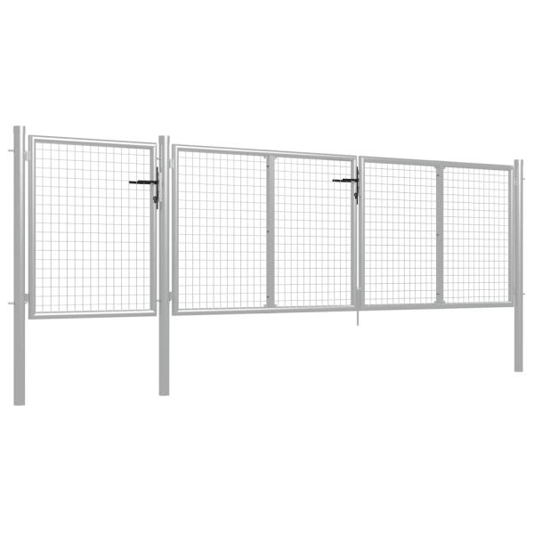 Gartentor Stahl 400 x 100 cm Silbern