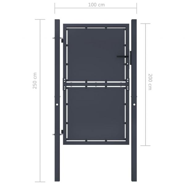 Gartentor Stahl 100 x 200 cm Anthrazit