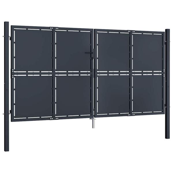 Gartentor Stahl 300 x 125 cm Anthrazit