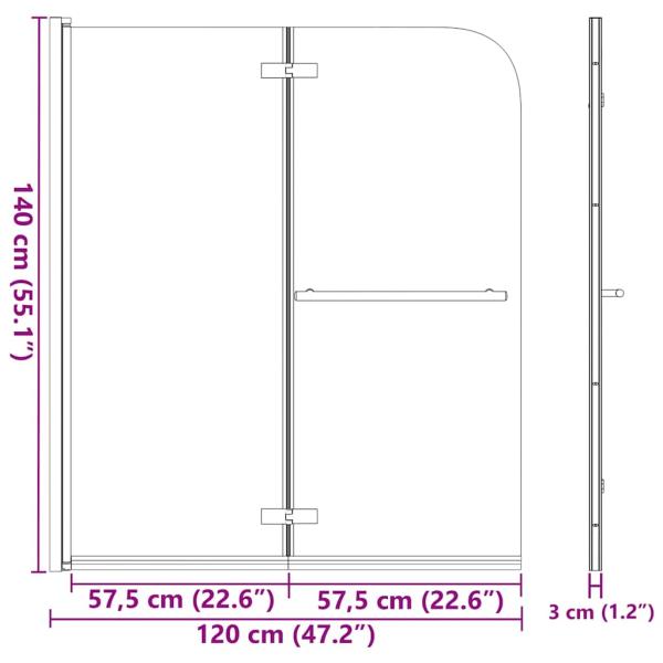 Faltbare Duschkabine 2 Paneele ESG 120 x 140 cm