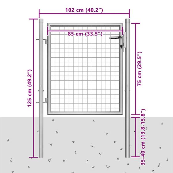 Gartentor Verzinkter Stahl 105x125 cm Silbern