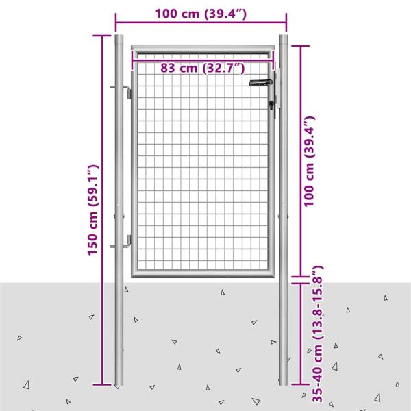 Gartentor Verzinkter Stahl 105x150 cm Silbern