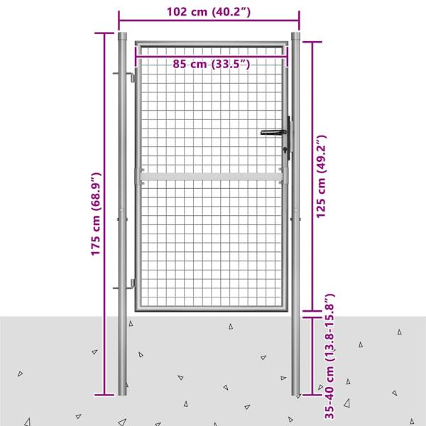 Gartentor Verzinkter Stahl 105x175 cm Silbern