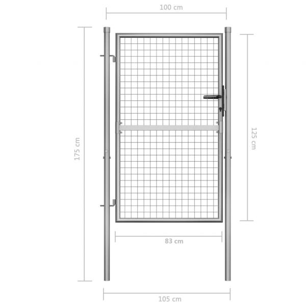 Gartentor Verzinkter Stahl 105x175 cm Silbern