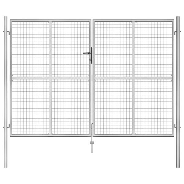 ARDEBO.de - Gartentor Verzinkter Stahl 306 x 225 cm Silbern