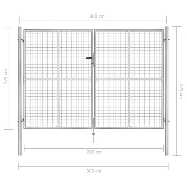 Gartentor Verzinkter Stahl 306 x 225 cm Silbern