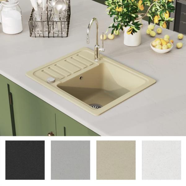 ARDEBO.de - Granitspüle Einzelbecken Beige