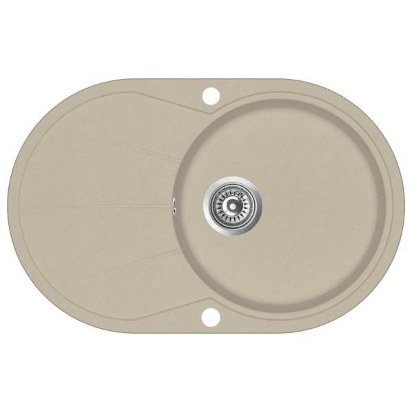 Granitspüle Einzelbecken Oval Beige