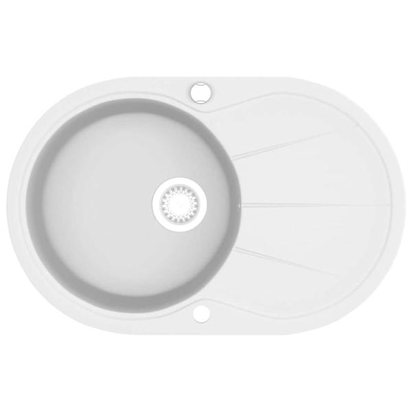Granitspüle Einzelbecken Oval Weiß